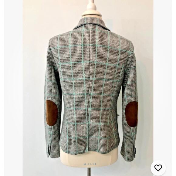 Women’s Wool Herringbone Blazer Jacket US 8 Elbow Patches Tweed Academic Preppy - Picture 8 of 10